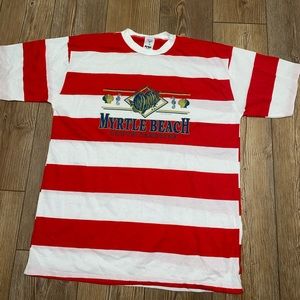 Vintage 90s Myrtle Beach striped t shirt size Large